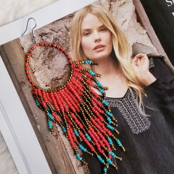 Bohemian Beads Tassel Earrings - Picture 2 of 14